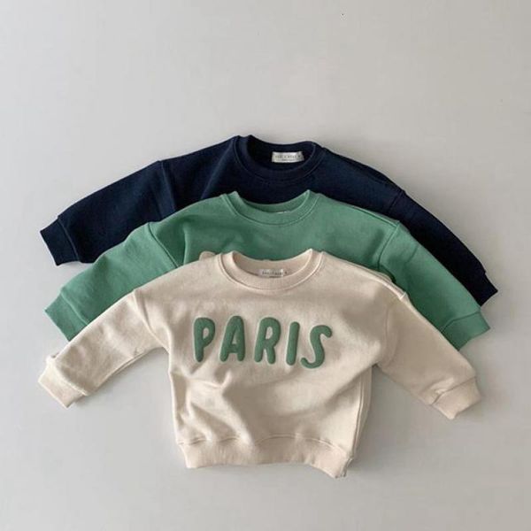 T -Shirts geborene Langarm -Baumwollkleidung 3D -Buchstaben bedrucktes Sweatshirt Kinder Casual Hoodies für Jungen Mädchen Tops 230214