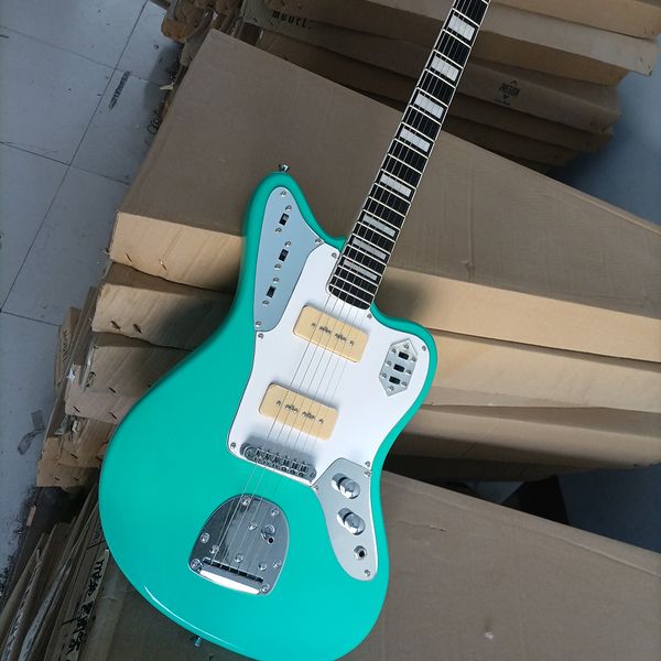 6 cordas guitarra elétrica azul claro com picapes p 90 personalizável