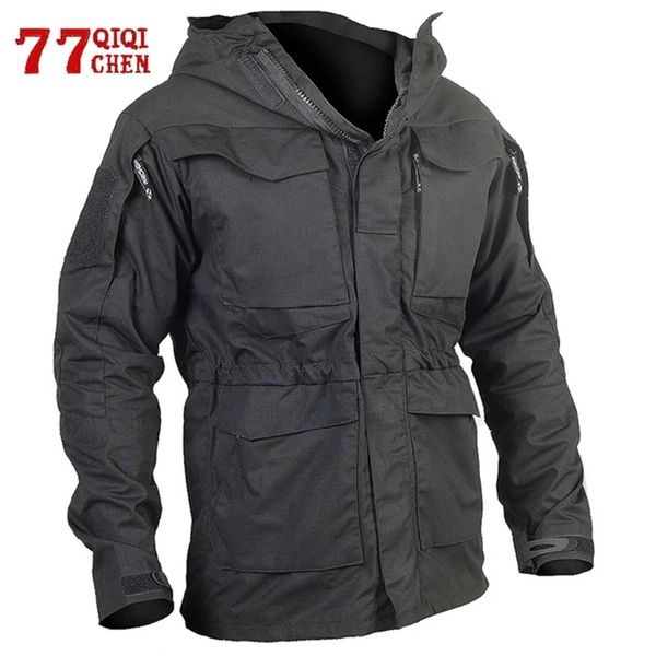 Giacche da uomo M65 Giacca tattica con cappuccio dell'esercito americano Giacca a vento mimetica casual Giacca da pilota di volo impermeabile con cappuccio Campo militare Maschile 230214