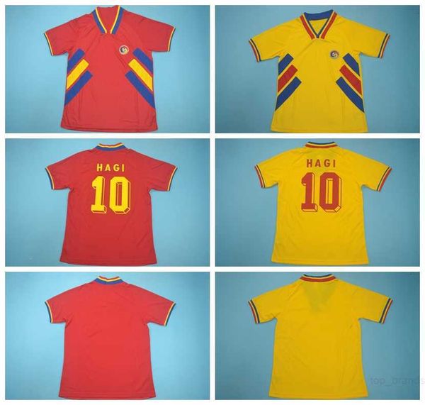 1994 Vinatge Romania Retro Soccer Jersey 10 Hagi 6 Chiriches 10 Maxim Color Color Red Giallo traspirato Kit di camicia da calcio traspirante S-XXL