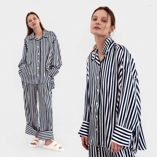 Abito da damigella d'onore Donna Stripe Sleepwear Accappatoio a due pezzi Home Dressing BlackWhite Womens Designer Pigiama Femme Lingerie