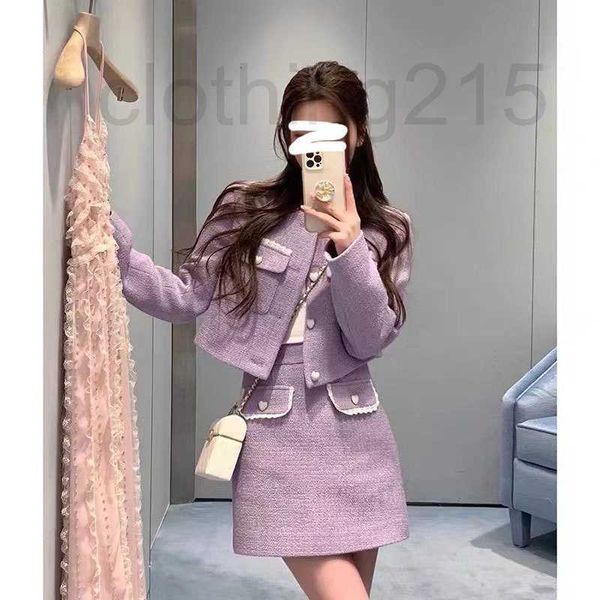 Duas peças Designer de vestido Early Autumn Haute Couture 2022 Novo terno roxo Celebridades reduzem a idade e a saia de duas peças de luxo x9ly