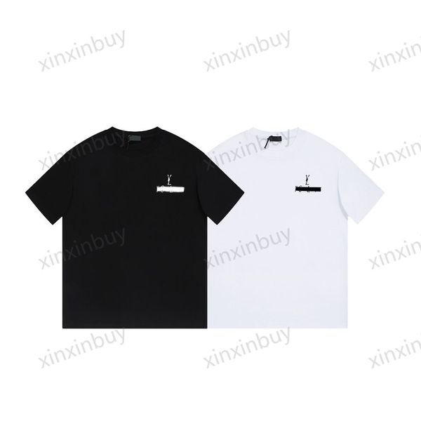 xinxinbuy Herren Designer T-Shirt 23SS Paris Buchstaben Stickerei Kurzarm Baumwolle Damen Weiß Schwarz Grau Blau S-2XL