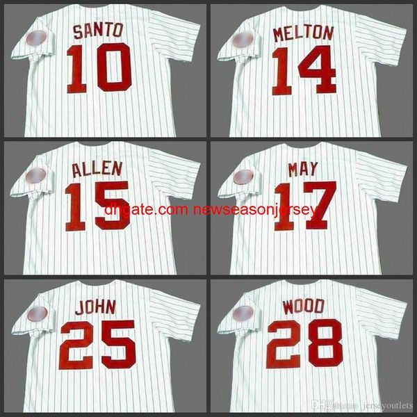 17 CARLOS MAGGIO 28 WILBUR WOOD 10 SANTO 25 JOHN 15 RICHIE ALLEN 14 BILL MELTON maglia da baseball cucita