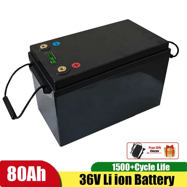 Lithium 36V 80Ah Li-Ionen-Akku Li-Polymer Eingebauter 80A BMS Wasserdicht für Motorroller 50,4V