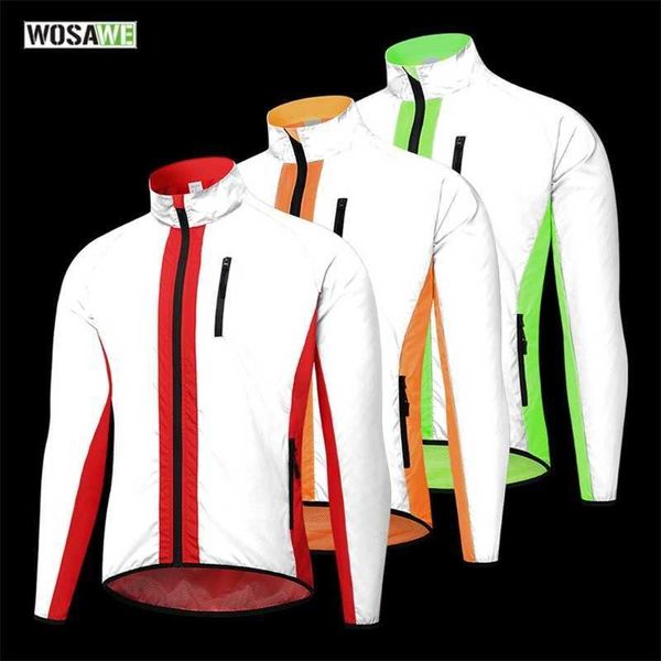 Camisetas ao ar livre wosawe jaqueta de ciclismo refletiva total homens de bicicleta de bicicleta de moto à prova d'água à prova d'água de roupas refletivas à prova d'água J230214