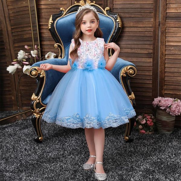 Vestidos de menina estilo coreano colorido garotinho jantar de família mini vestido tutu 2 anos bebê primavera flor meninas princesas roupas de festa