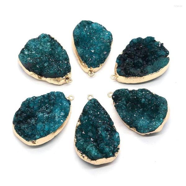 Colares pendentes 1pc 20x30-30x45mm pingentes de cristal verde em forma irregular natural semiprecious stone diy acessões de colar