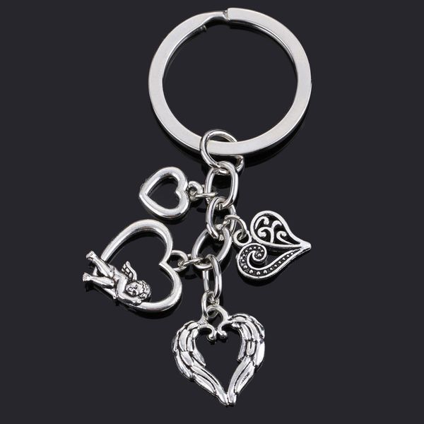 An￩is -chave Love Heart Angel Keychain for Women Friend Pingente Jewelry Car Chain Key Chain Original Gift Wholesale