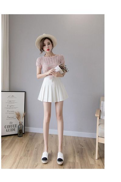 Röcke Sexy Frauen Faltenrock Sommer Hohe Taille Chic A-linie Damen Rosa Mini Koreanischen Reißverschluss Adrette Mädchen TanzrockRöcke