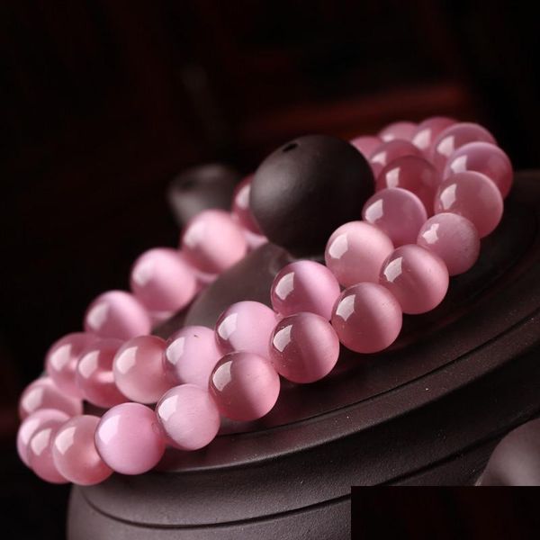 Stone 8mm rec￩m -chegados 4/6/8/10/212m de gatos rosa natural de olho de olho solto para j￳ias fazendo braceletes de braceletes DROW DROP DISTRIￇￃO DRHGARDEN DHDQL