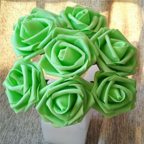 Fiori decorativi Verde lime Schiuma finta Rose Apple Matrimonio artificiale Floreale 100 PCS Cake Topper Bouquet da sposa Centrotavola LNPE020