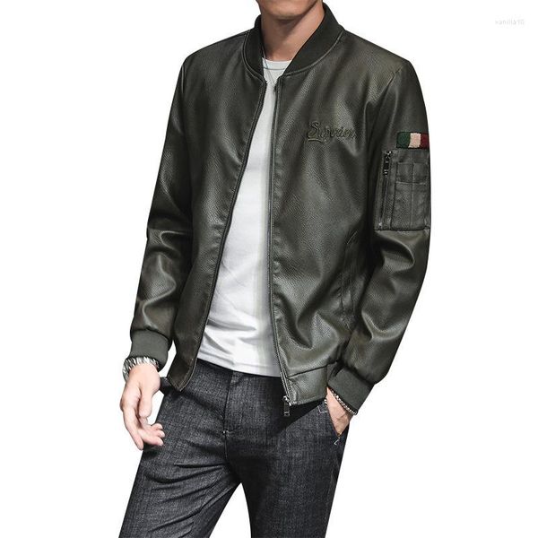 Jackets masculinos tendência de moda masculina Jaqueta de couro juvenil casual slim fit