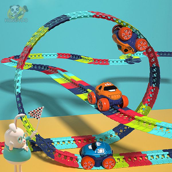 Modelo Diecast Recarregável Kids Track for Boy Flexible com LED Lightup Race Antigravity Presente montado para Kid 230213