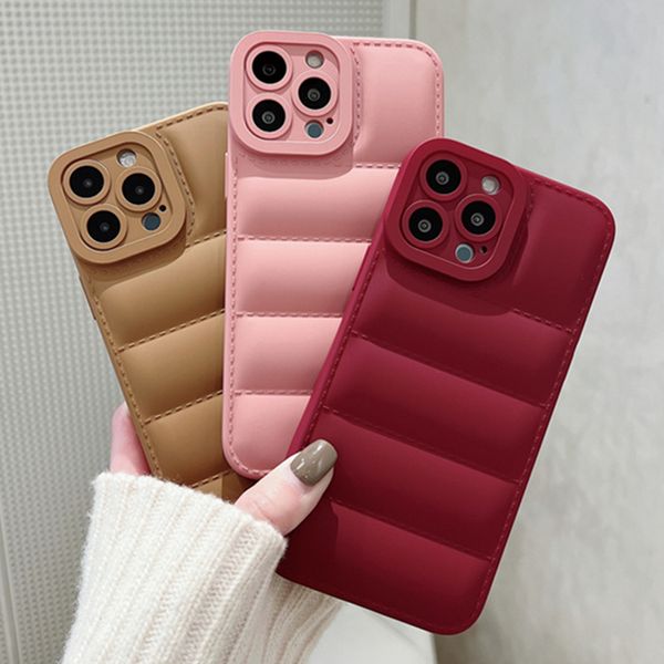 Candy Color Daunenjacke Weiche Silikonhülle für iPhone 14 11 12 13 Pro Max XS X XR 7 8 14 Plus stoßfeste Kameraschutzhülle