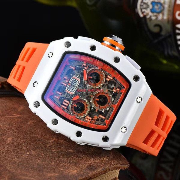 RM6 agulha de datação automática Relógio Limited Edition Men's Watch Fashion Top Brand Luxury Função Função completa quartzo assistir Silicone Strap AAA Grade