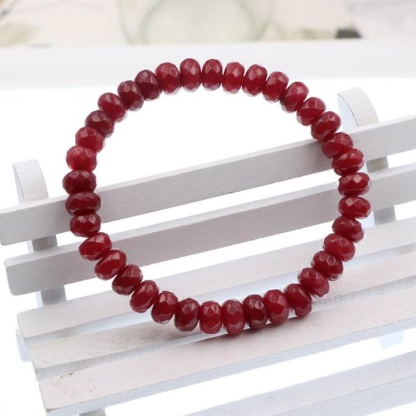 Strand 5x8mm Pietra naturale Borda il braccialetto per le donne Rubini Ethinc Charms Braccialetti di cristallo Gioielli di preghiera Yoga Bangle B106