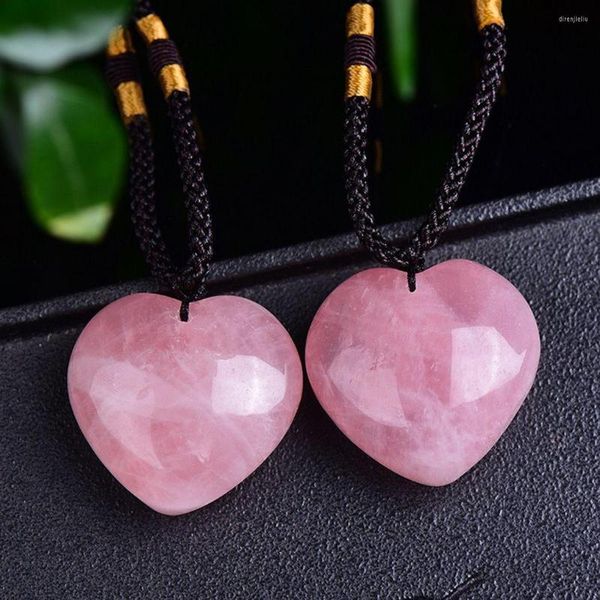 Colares pendentes Mulheres Energy Gream natural Jade Coração rosa Colar Colar Gem