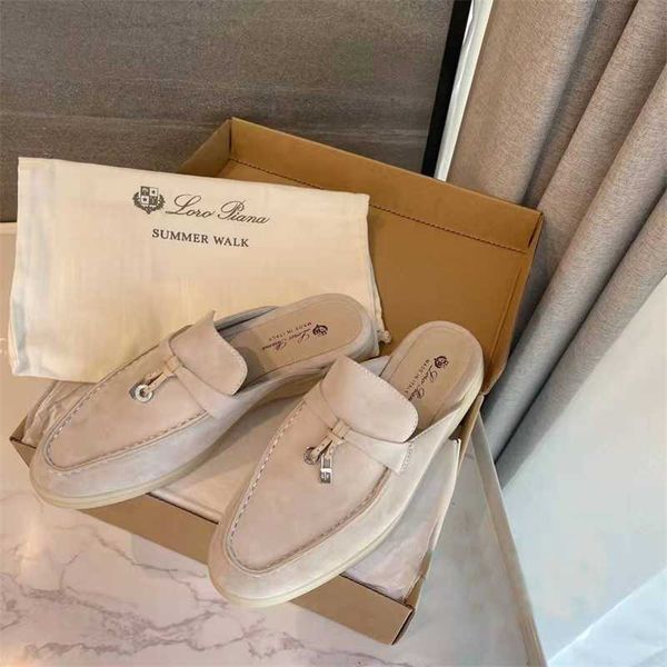 Designer Loropian WLK Sapateiros Slippers O novo estilo de feminina Ler BG no verão 2023 com HLF DRG no lado de fora do Foot Muller