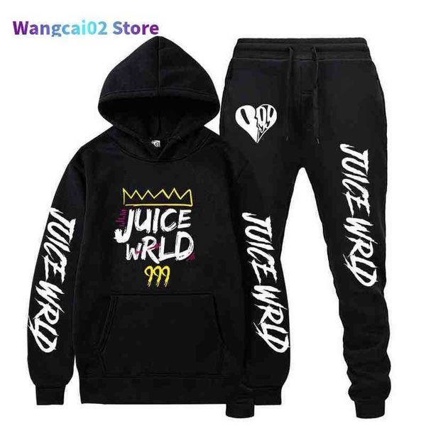 Rip Juice Wrld Hoodies Sweatshirt Sweatpants Erkek Kadın Hip Hop Juice Wrld Tuzağı Rap Kazak İki Parça Set Sudaderas 021423H