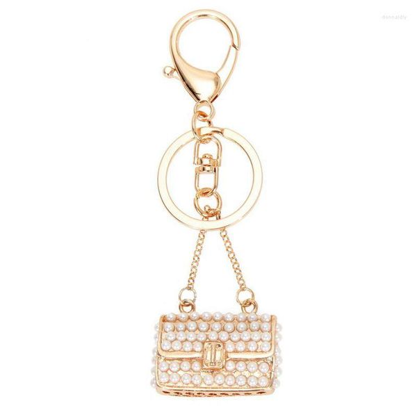 Chaveiros de cristal stromestone bolsa de keychain chaveiro de chave de anel de chave charme pingente de pérola