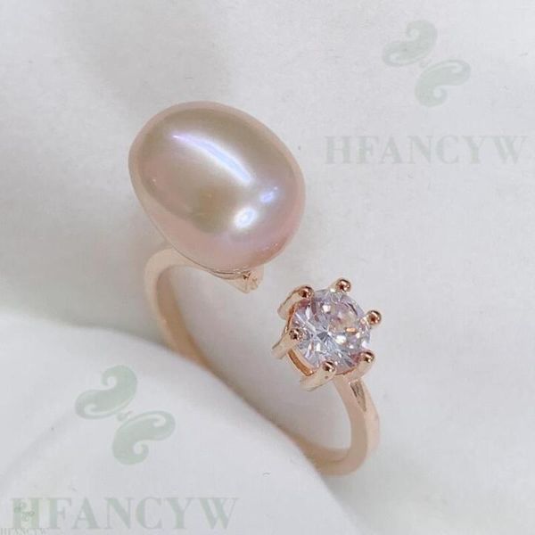 Кластерные кольца 10-11 мм розовый барокко Жемчужина открытая регулируемая циркон 14 тыс. Золотое кольцо Кольцо.