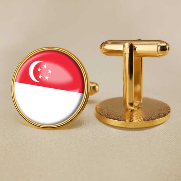 Singapura Flag Cufflinks World Flag Cufflinks Suit Button Decoration for Party Gift Crafts