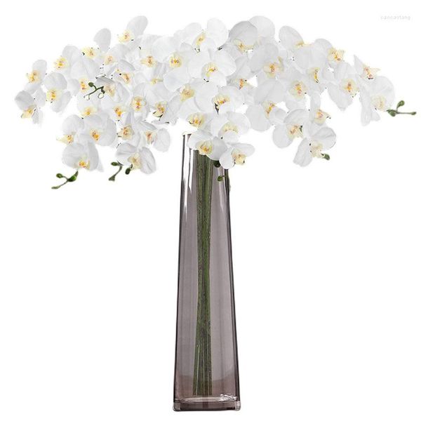 Fiori decorativi Orchidea farfalla artificiale Tocco reale Bianco 37 pollici di altezza 9 Grandi fiori Falso Phalaenopsis Fiore Decorazione domestica per matrimoni