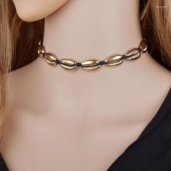 Choker Colliers Mode handgemachte Boho Muschel Halskette Frauen natürlichen Schmuck einfach für Mädchen feine GeschenkeChokers Bloo22