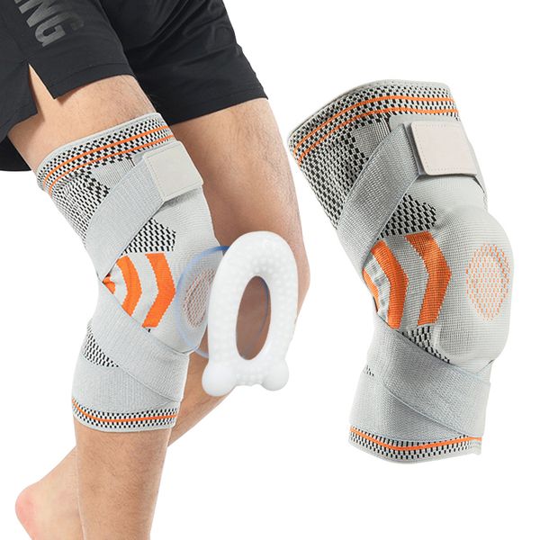 Bretelle per il corpo Supporta doppie cinghie Ginocchiere sportive Ginocchiera da basket in silicone da uomo Protezione menischi Equipaggiamento protettivo sportivo da ciclismo traspirante