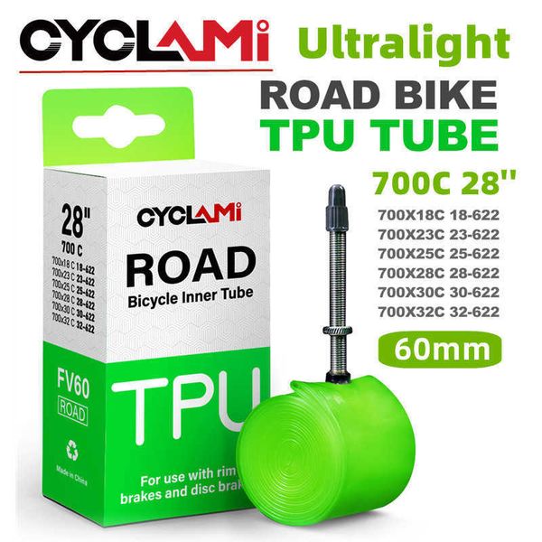 Reifen Cyclami Ultralight Rohr Road Road Bike MTB Fahrrad TPU Material Innere Reifen 60 mm Länge Französisches Ventil 700c Patch Kits 0213