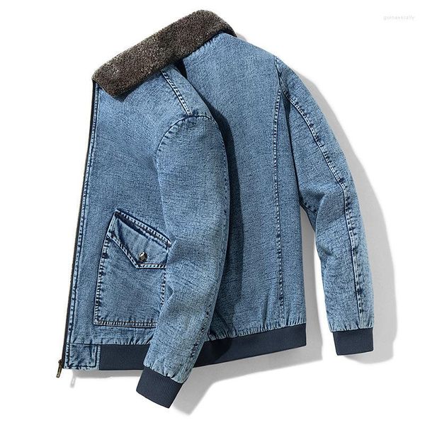 Jackets masculinos Moda Menina Menina Men Winter Plus lã quente jeans masculino clássico lavado algodão de lapela Jean Outerwear casacos magros