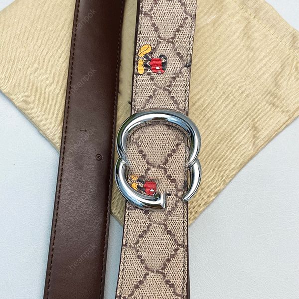 Cinturón de diseñador para hombre Mujer Cinturones de lujo Hebillas G Moda Clásico Bronce BiG Hebilla suave Ratón Correa de cuero genuino 3.8 cm