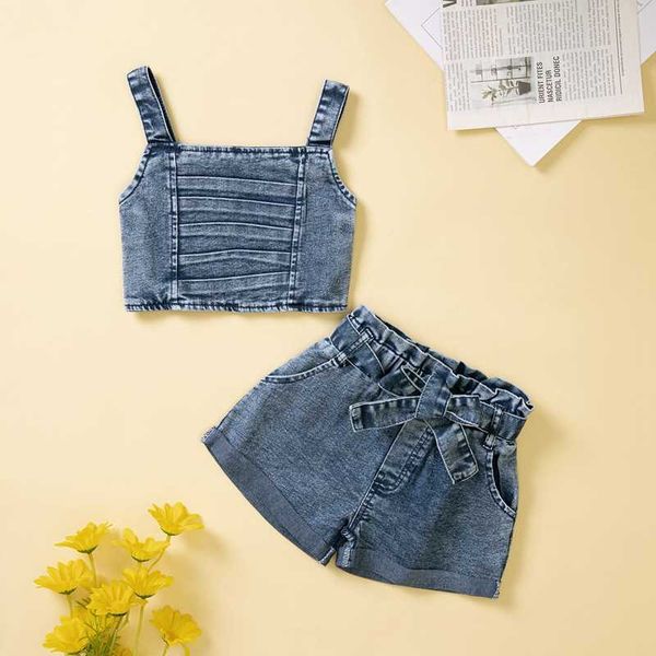 Sets Mode Sommer Baby Mädchen Kleidung Set Outfits Infant Plissee Tank Tops Wideleg Denim Shorts mit Bund PCS Kleidung