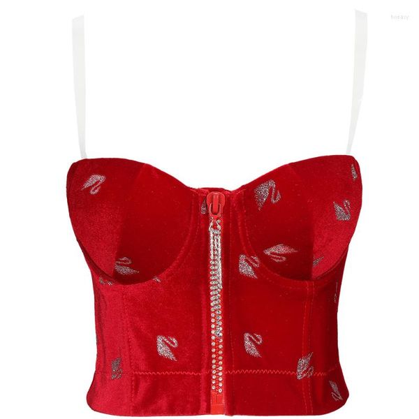 Canotte da donna Abbigliamento esterno Corsetti da donna di alta qualità Top con ferretto Halter avvolto Cerchio Cerniera dimagrante Femenina Push Up Tube Bra Sling