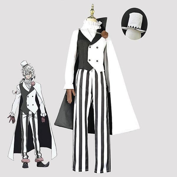 Peruca sintético anime figurmumes bungo cães stray cães nikolai gogol tetchou suehiro cosplay nakahara chuuya halloween uniformes