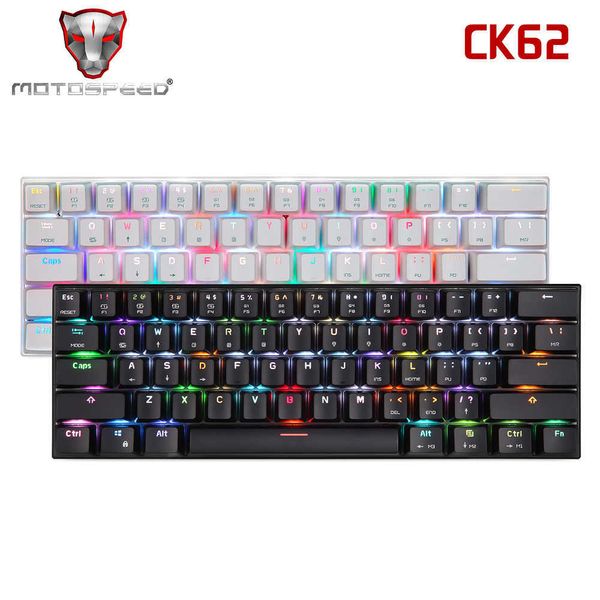Tastaturen MOTOSPEED CK61 CK62 Russisch Englisch Mechanische Tastatur RGB Hintergrundbeleuchtung Anti-Ghosting Gaming Tastatur Für Teclado Spiel Computer T230215