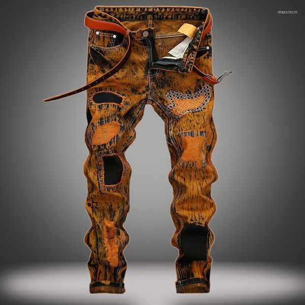 Männer Jeans Marke 2023 Männer Retro Gerade Denim Hosen Lässige Ripped Moto Bike Mode Hip Hop Cowboys Hosen Plus Größe 42