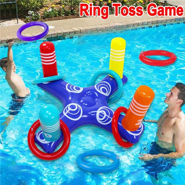 Tubos de flutuadores infláveis ​​Anel inflável jogando ponteira inflável anel toss piscina jogo brinquedo crianças ao ar livre piscina praia diversão verão água brinquedo 230215