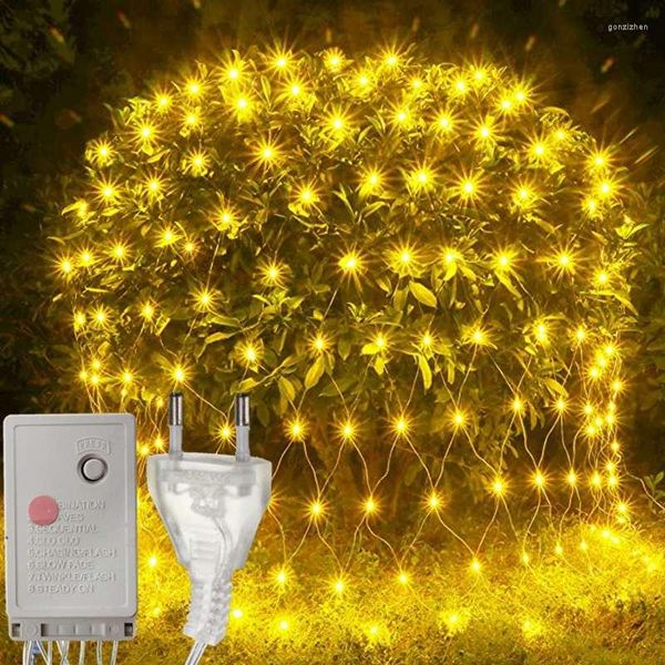 Strings Luzes de corda de malha líquida 204 Lâmpadas 8 Modos de iluminação para casamentos de cortina de cortina externa de casamento de fadas de fadas de fada 9,8ftx6.6