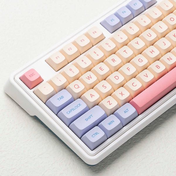 Tastiere 132 tasti Marshmallow XDA Keycaps per tastiera meccanica Sublimazione del colore PBT Keycap Pink Purple Yellow Key Caps Profilo XDA T230215