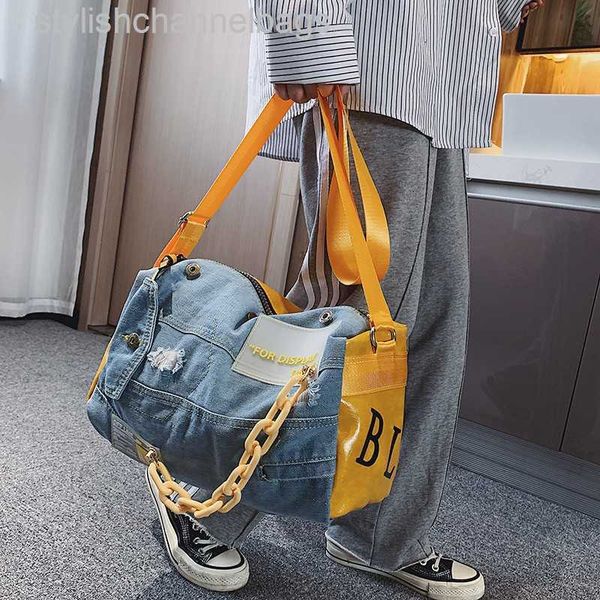 Omuz Çantaları Moda Denim Kadın Omuz Çantaları Büyük Kapasiteli Seyahat Çantası Tasarımcı Kadın Çantaları Lüks Mavi Kot Crossbody Çanta Kadın Büyük Çanta 0215/23