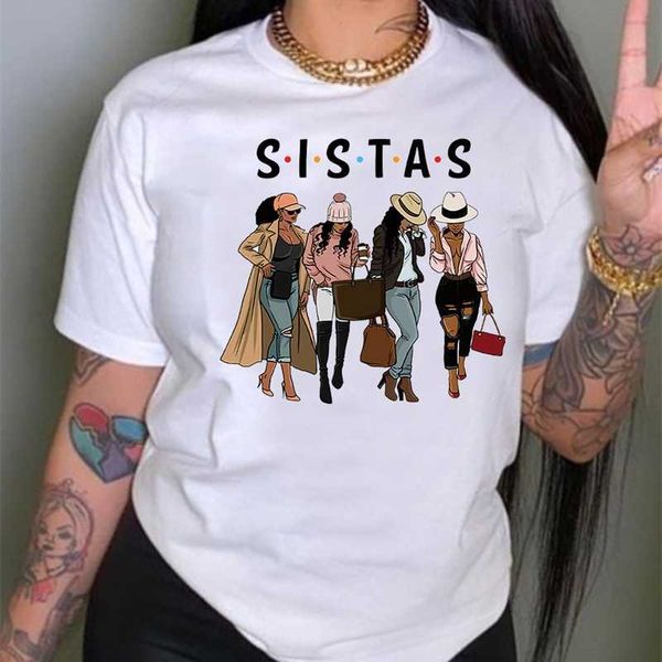 Plus Size 3xl 4xl Abbigliamento donna Top Designer Black Girl Stampa T-shirt Femminismo manica corta Tank Girl Print