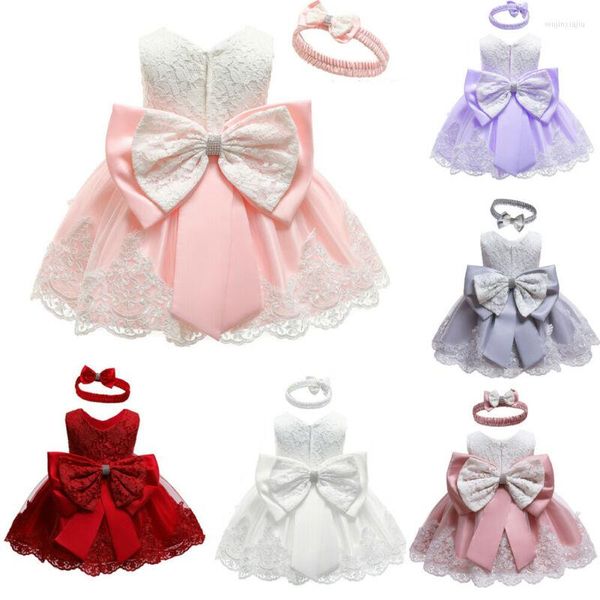 Abiti da ragazza Summer Fashion Born Baby Wedding Party Pageant Formal Princess Bowknot Sundress Tutu Dress Clothes