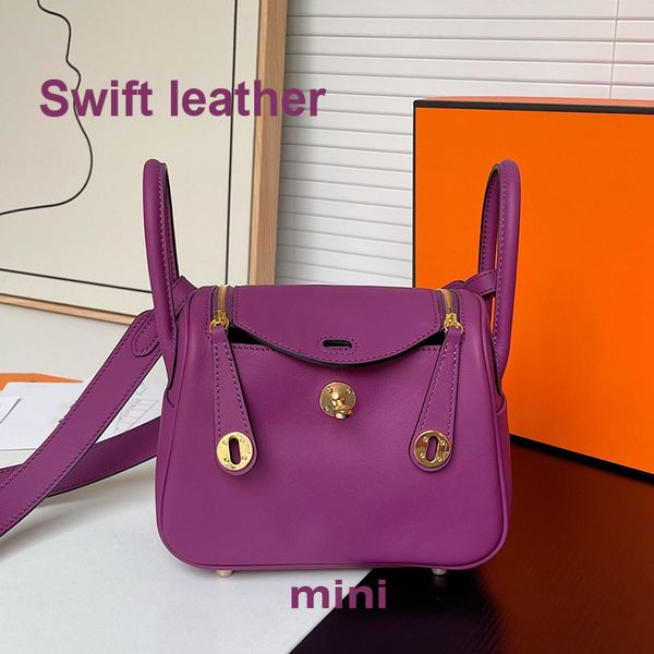 9a Kalite Mini Swift Bag Kadın Lüks Tasarımcı Tote Çanta Omuz Crossbody Çanta Klasik Moda Orijinal Deri Cüzdan Çantası Pochette Debriyaj Turuncu Kutu