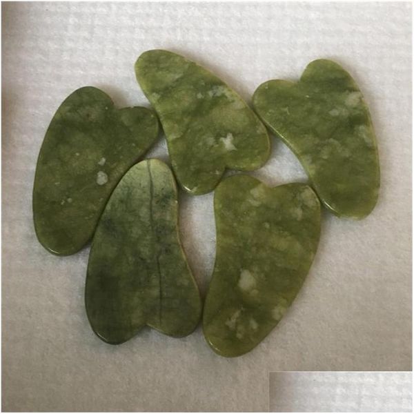 Massageador de rosto Masr Natural Xouyan Stone Green Jade Guasha Gua Sha Board para terapia de sucata Uma superf￭cie de trasmooth nunca prejudicar￡ seu dhwmm