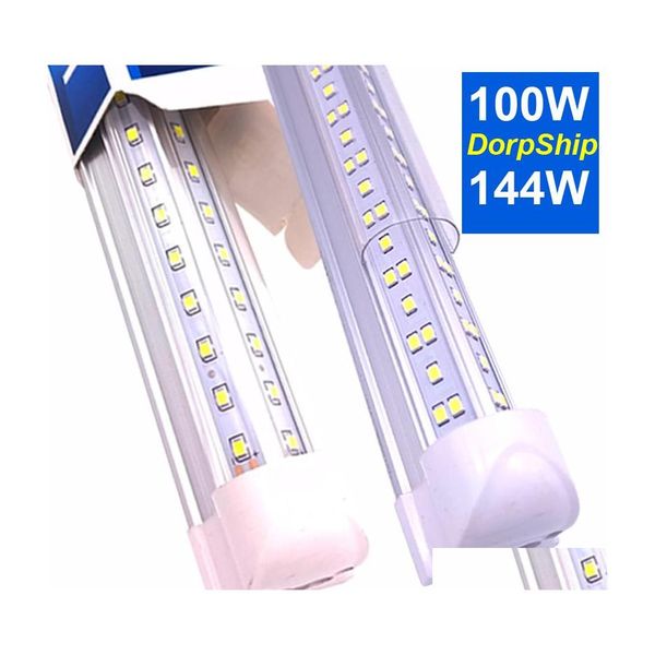 Tubos de LED VShaped integrar T8 TUBE 2 4 5 6 8 p￩s L￢mpada fluorescente 144W Relas de 8 p￩s Luz de ilumina￧￣o mais fria de portas de luz Loja externa DHGJX