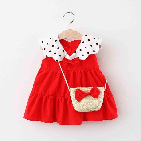 Abiti da ragazza Vestiti da ragazza Borsa da vestito Polka Toddler Baby Princess Dot Abiti senza maniche Bambini DressGonna Bandiera