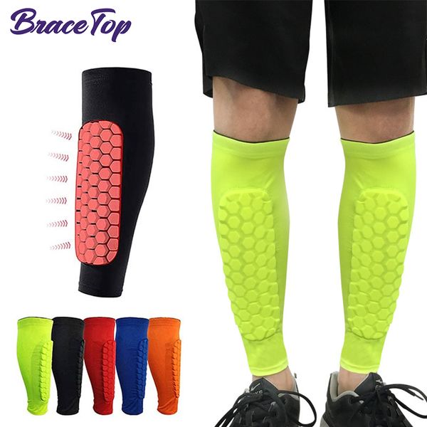 Bracetop de proteção de proteção 1Pair Soccer Shin Guards Shin Pads para crianças Manga de compressão de bezerro para jovens com calças de favo de mel