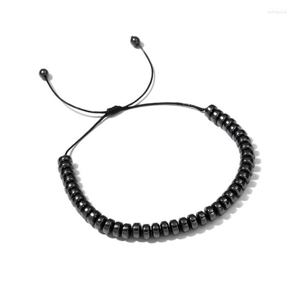 Filo di fili di perline Bracciale con ciondoli per uomo Donna 5 mm Perline di pietra ematite nera Stretch Assistenza sanitaria Gioielli alla moda Regalo per amante Rodn22